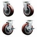 Service Caster Tool Box Caster Wheel Set 6'' Maroon Polyurethane Swivel Casters, 4PK TOOL-SCC-20S620-PPUR-2-TLB-2